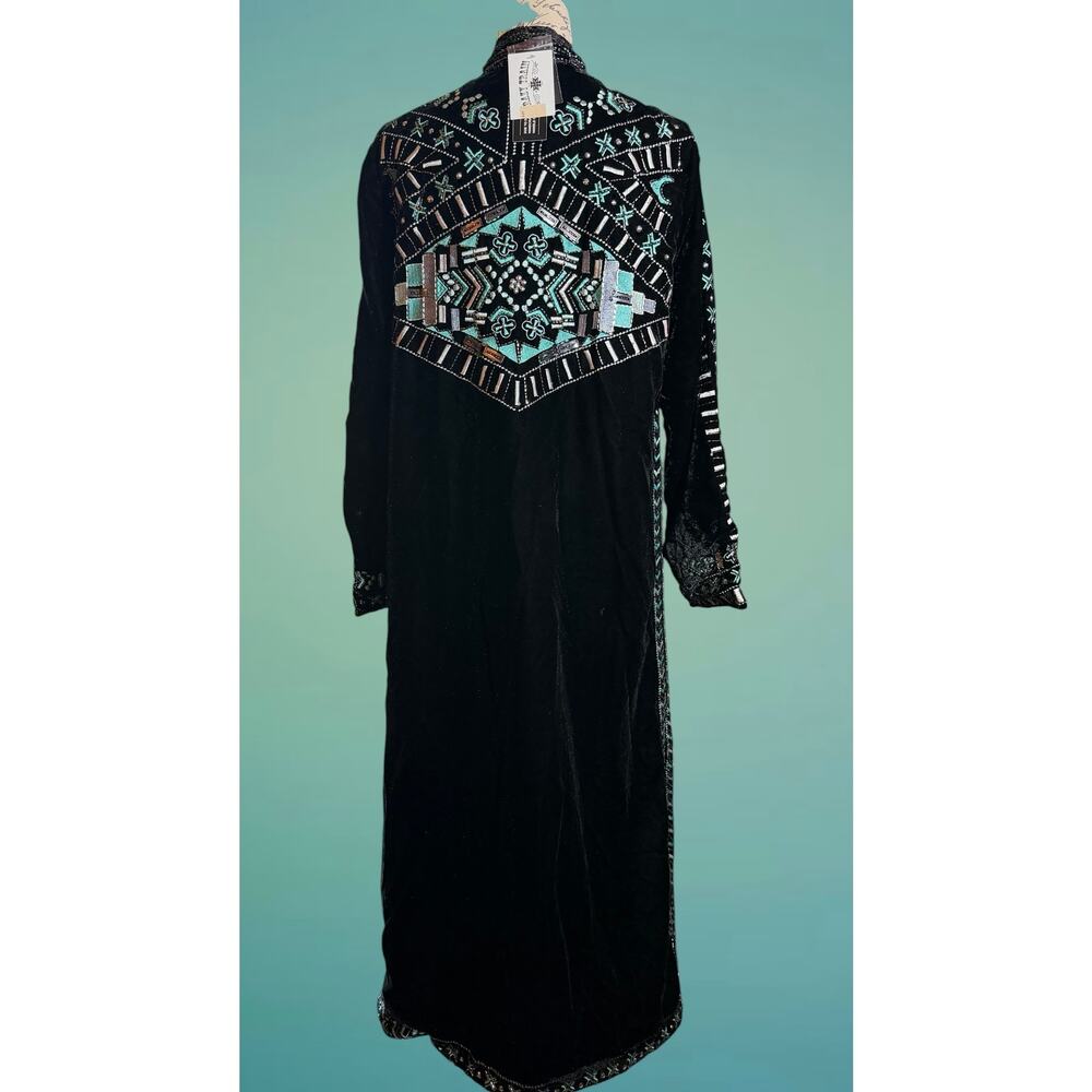 Crazy Train The Strait Y2K Long Line Velvet Western Glam Duster NWT - Picture 5 of 14